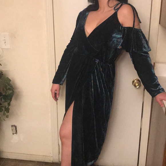 Zara emerald floral velvet dress - Picture 4 of 8